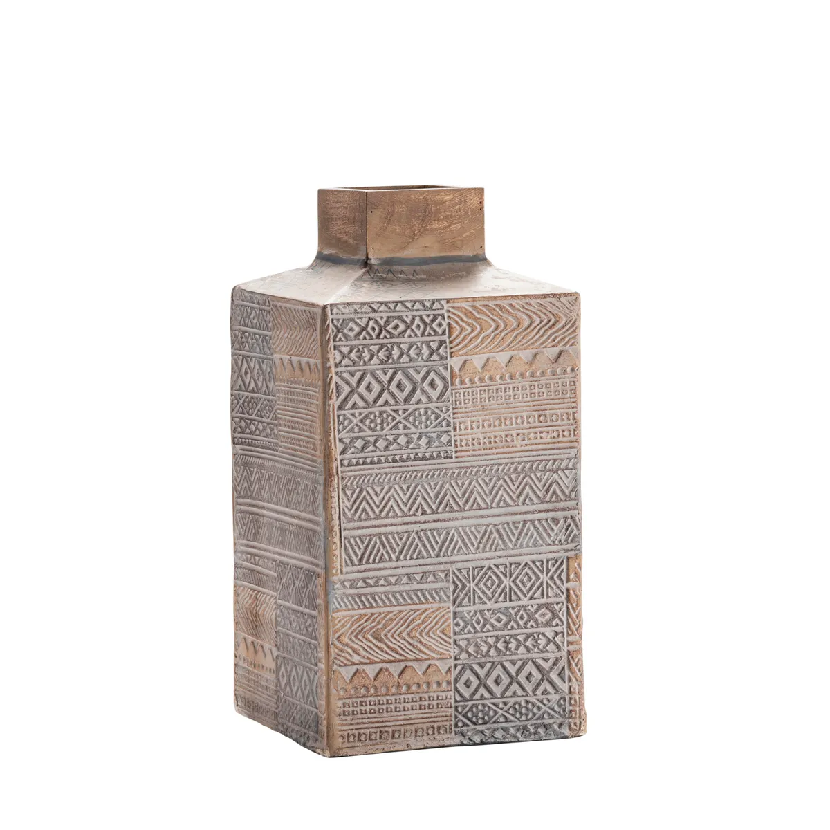 Crestview Collection Taos Medium Carved Square Vase