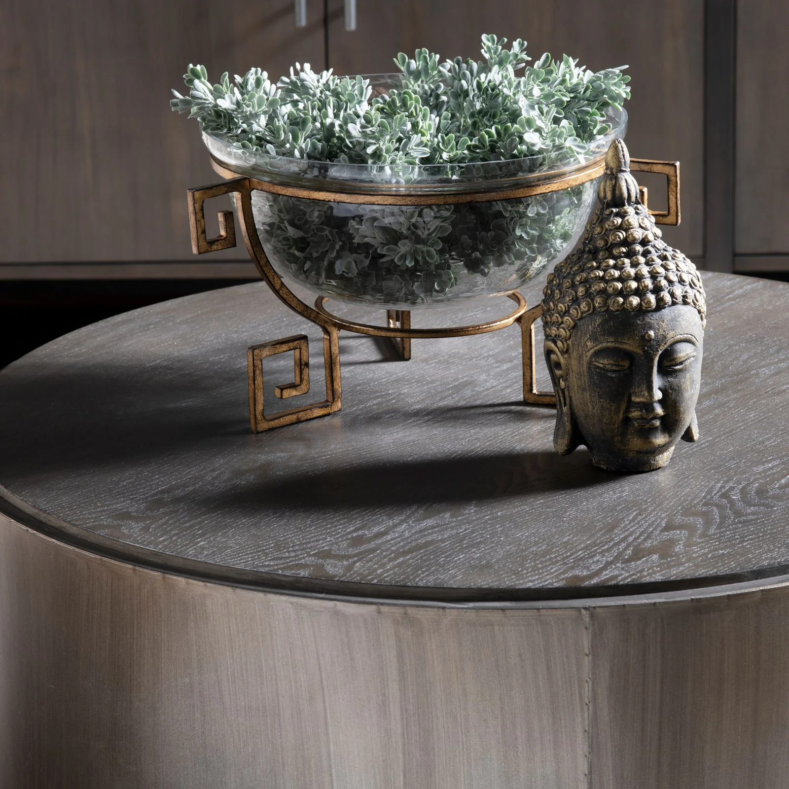 Crestview Collection Trenton Modern Grey Round Coffee Table - Image 3
