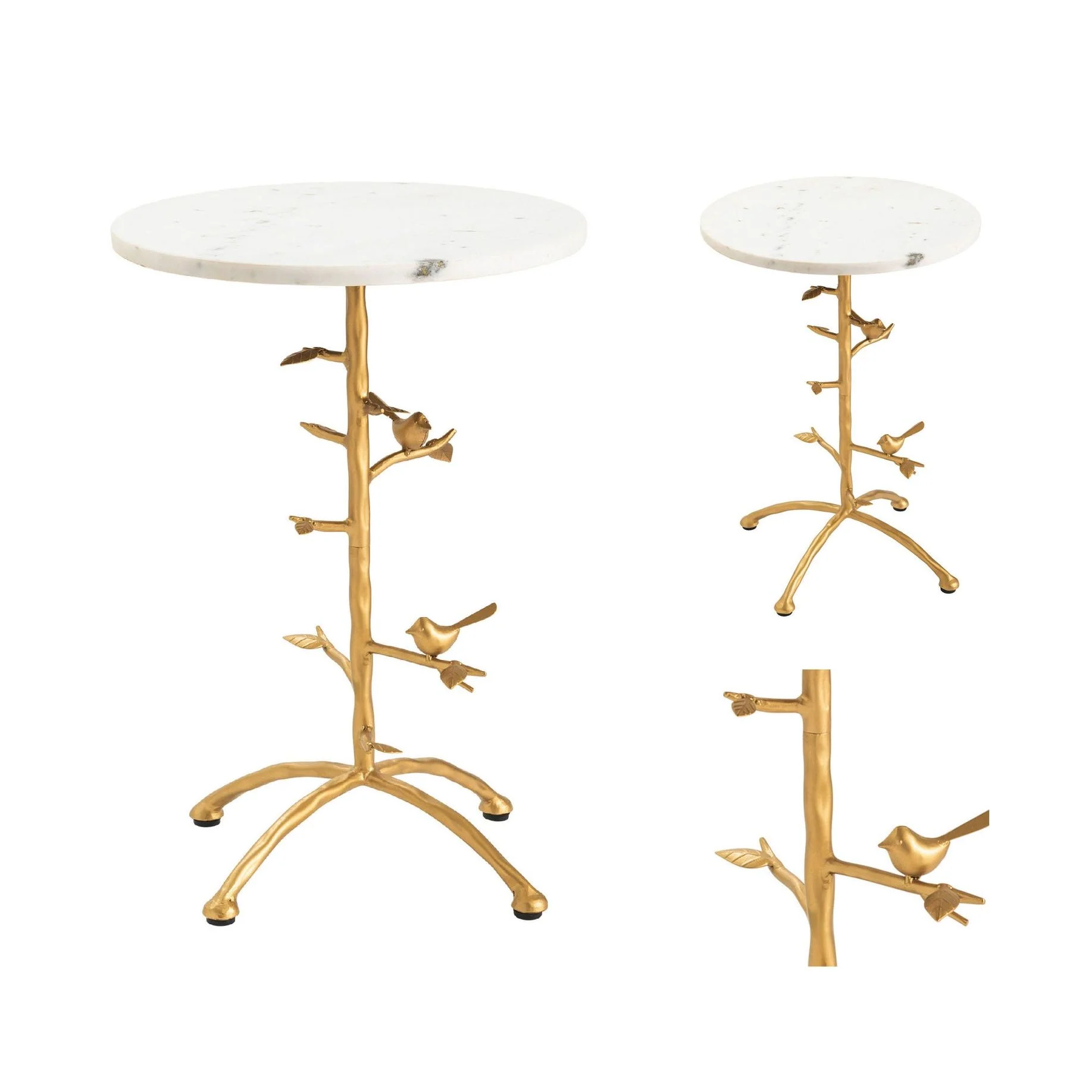 Crestview Collection Tweety Bird White Marble Round Accent Table - Image 3