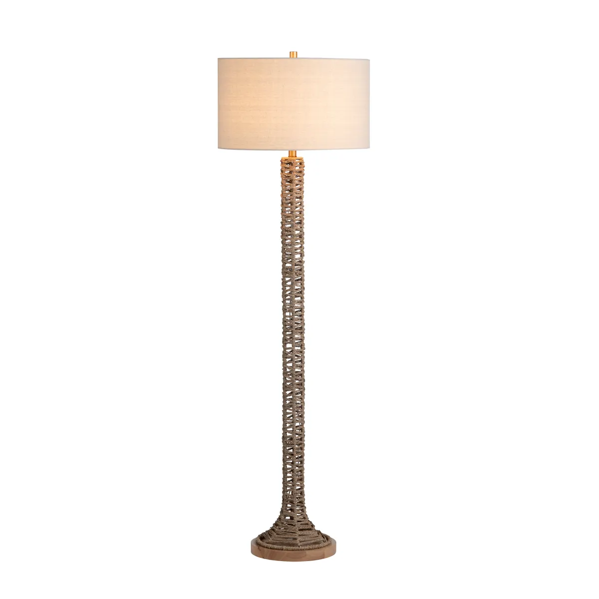 Crestview Collection Tyrien Rope Floor Lamp With Linen Shade - Image 4