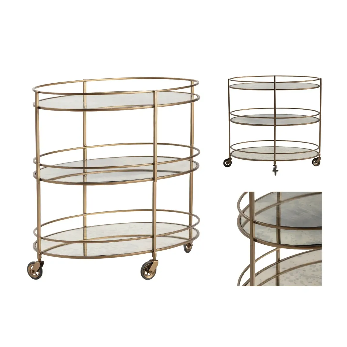 Crestview Collection Waterford Antique Mirror Shelves Bar Cart - Image 8