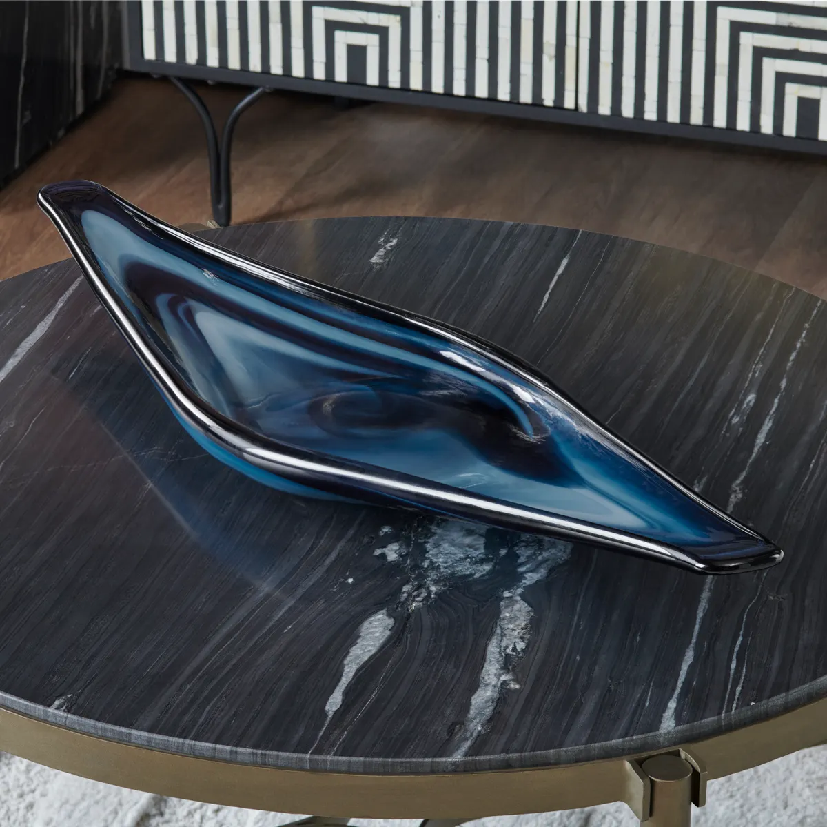 Crestview Collection Wescott Blue Glass Tray