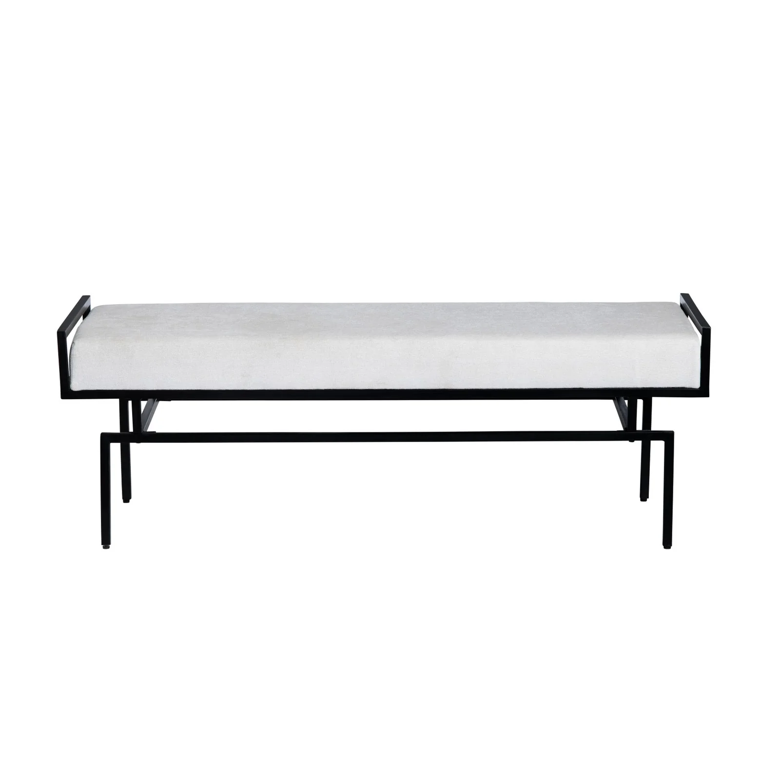 Crestview Collection Zara Black Iron Bench with White Cushioned Seat - Image 4