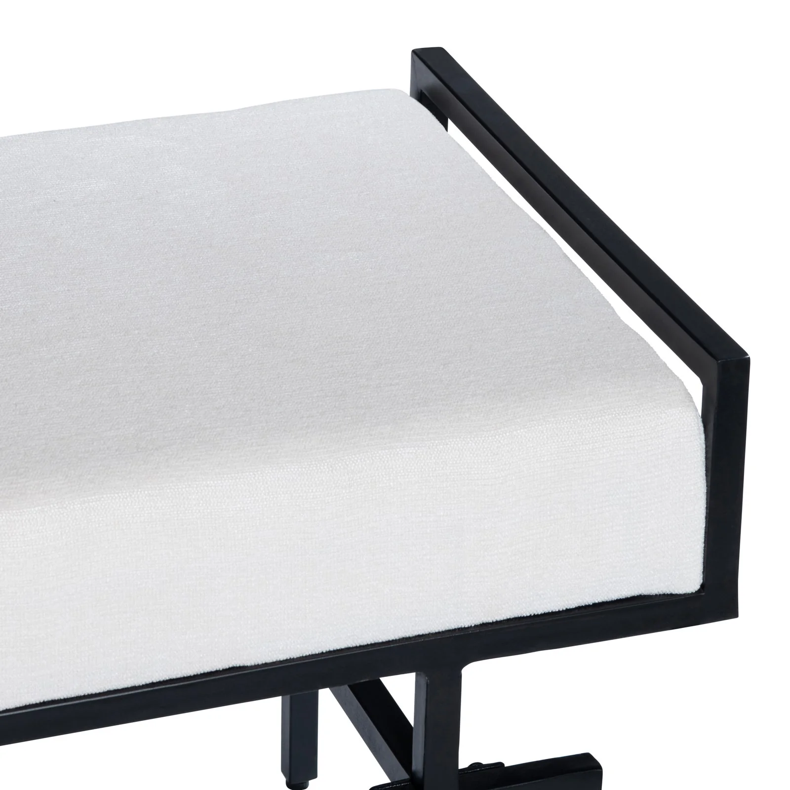 Crestview Collection Zara Black Iron Bench with White Cushioned Seat - Image 5