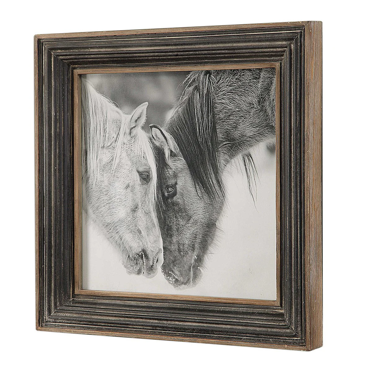 Uttermost Custom Black And White Horses Rustic Framed Print - Image 5
