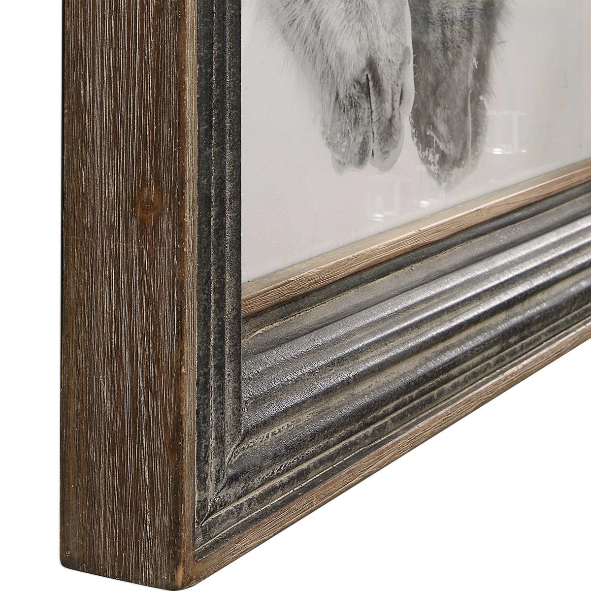 Uttermost Custom Black And White Horses Rustic Framed Print - Image 6