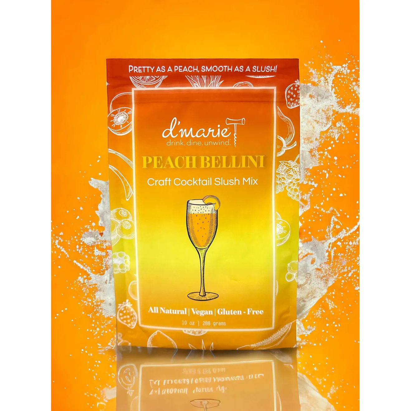 d’marie Drink Dine Unwind Peach Bellini Craft Cocktail Slush Mix ~ SPRING SALE ~ Limited Quantity