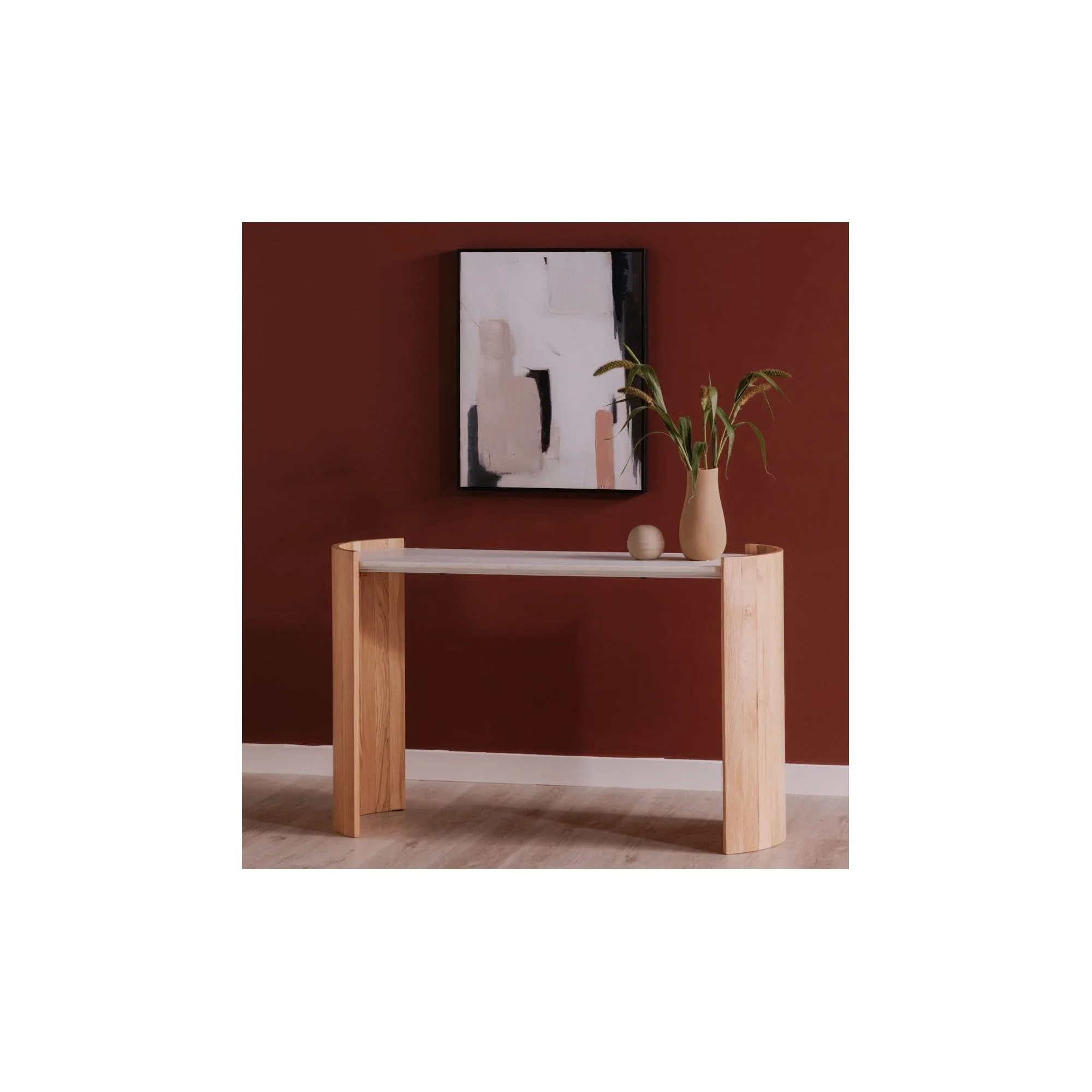 Moe’s Home Collection Dala Marble and Oak Console Table - Image 2