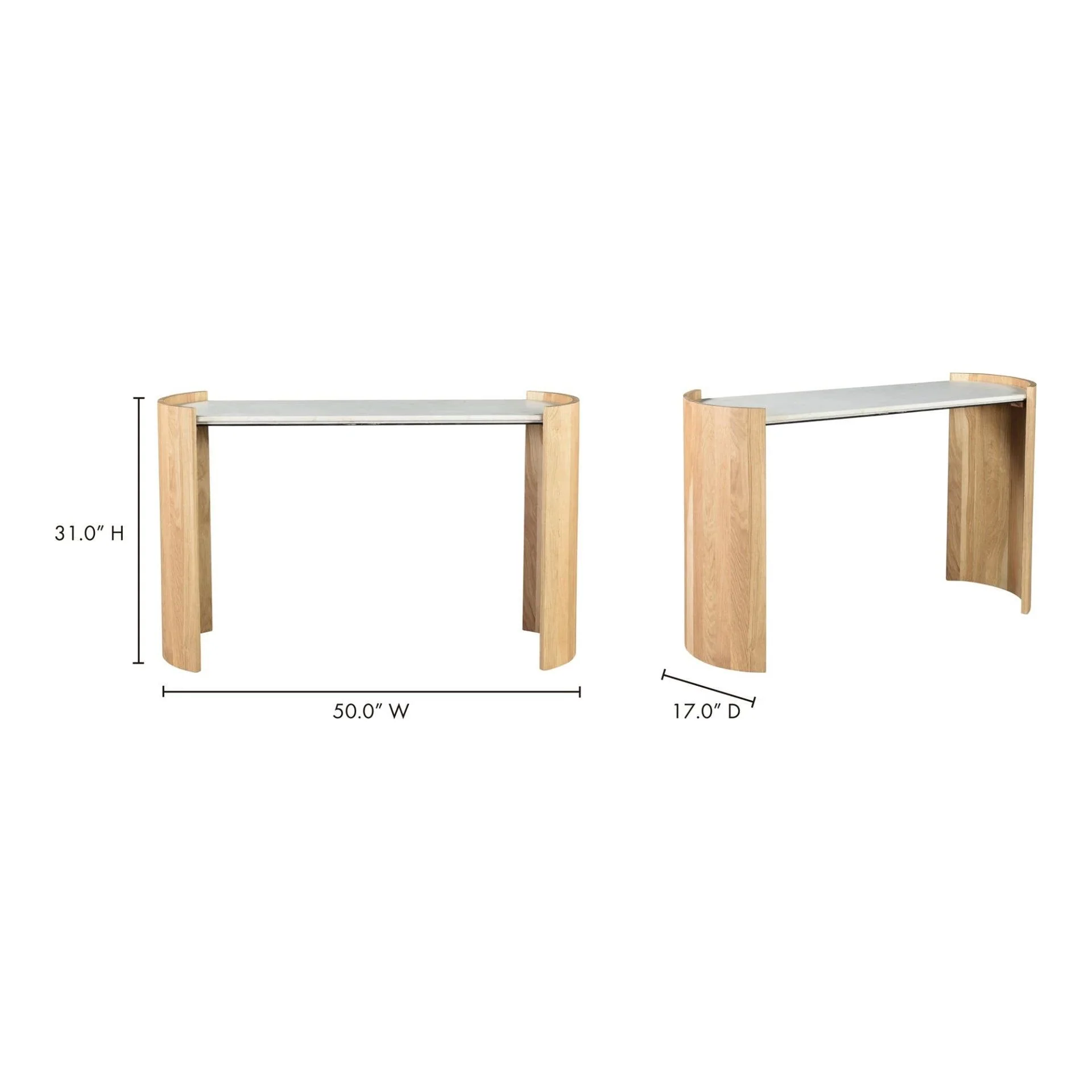 Moe’s Home Collection Dala Marble and Oak Console Table - Image 7