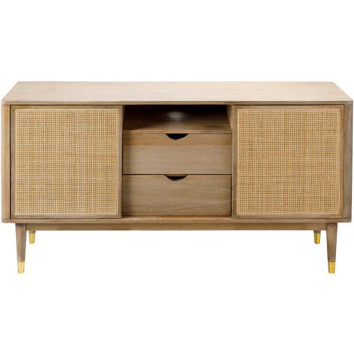 Surya Dalma Modern Natural Wood and Rattan Sideboard Cabinet DLM-003 - Image 2