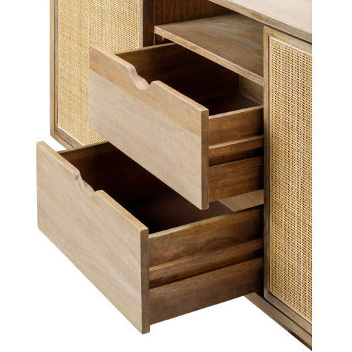 Surya Dalma Modern Natural Wood and Rattan Sideboard Cabinet DLM-003 - Image 3