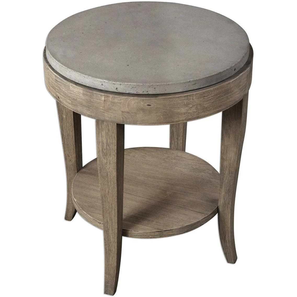 Uttermost Deka Concrete Top With Birch Wood Round Side Table - Image 4