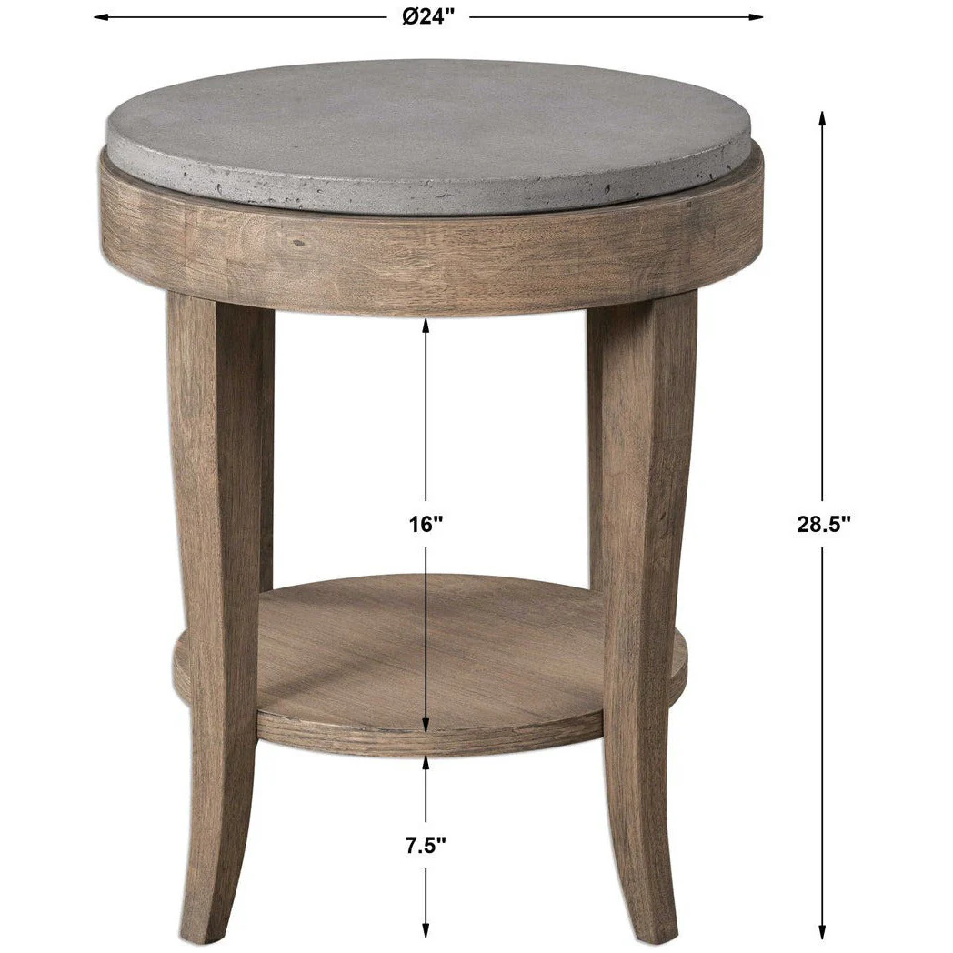 Uttermost Deka Concrete Top With Birch Wood Round Side Table - Image 7