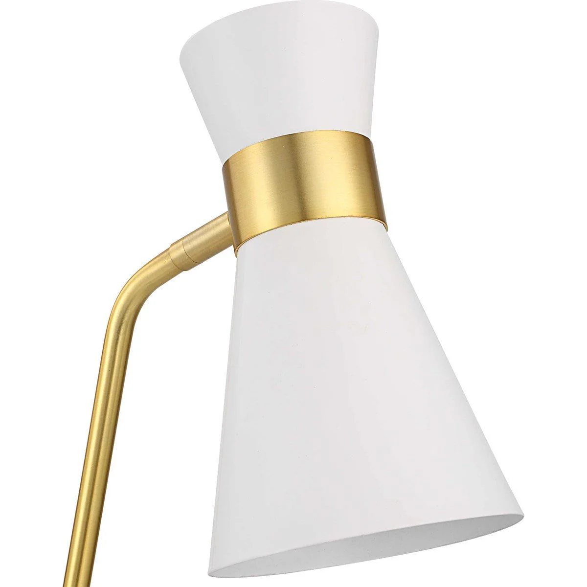 Casa Bella Living White Metal Cone Shade with Gold and White Marble Base Modern Desk Lamp - Image 7
