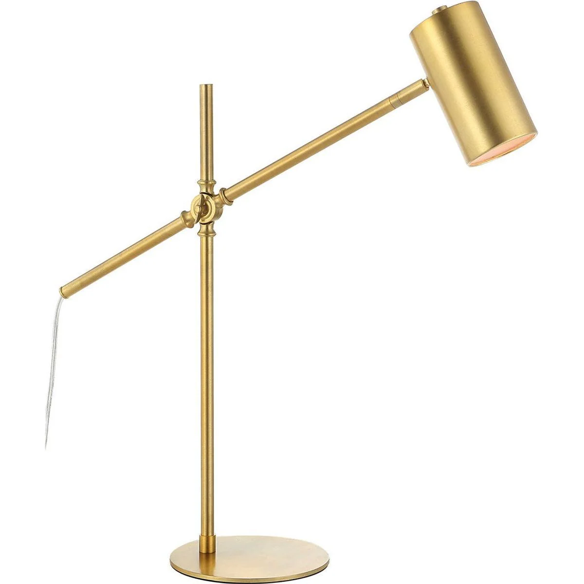 Casa Bella Living Gold Cylinder Metal Shade With Brushed Gold Base Adjustable Modern Desk Lamp - Image 2