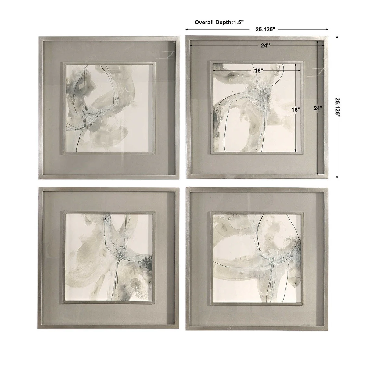 Uttermost Divination Warm Gray and Charcoal Contemporary Set of 4 Framed Prints - Image 6