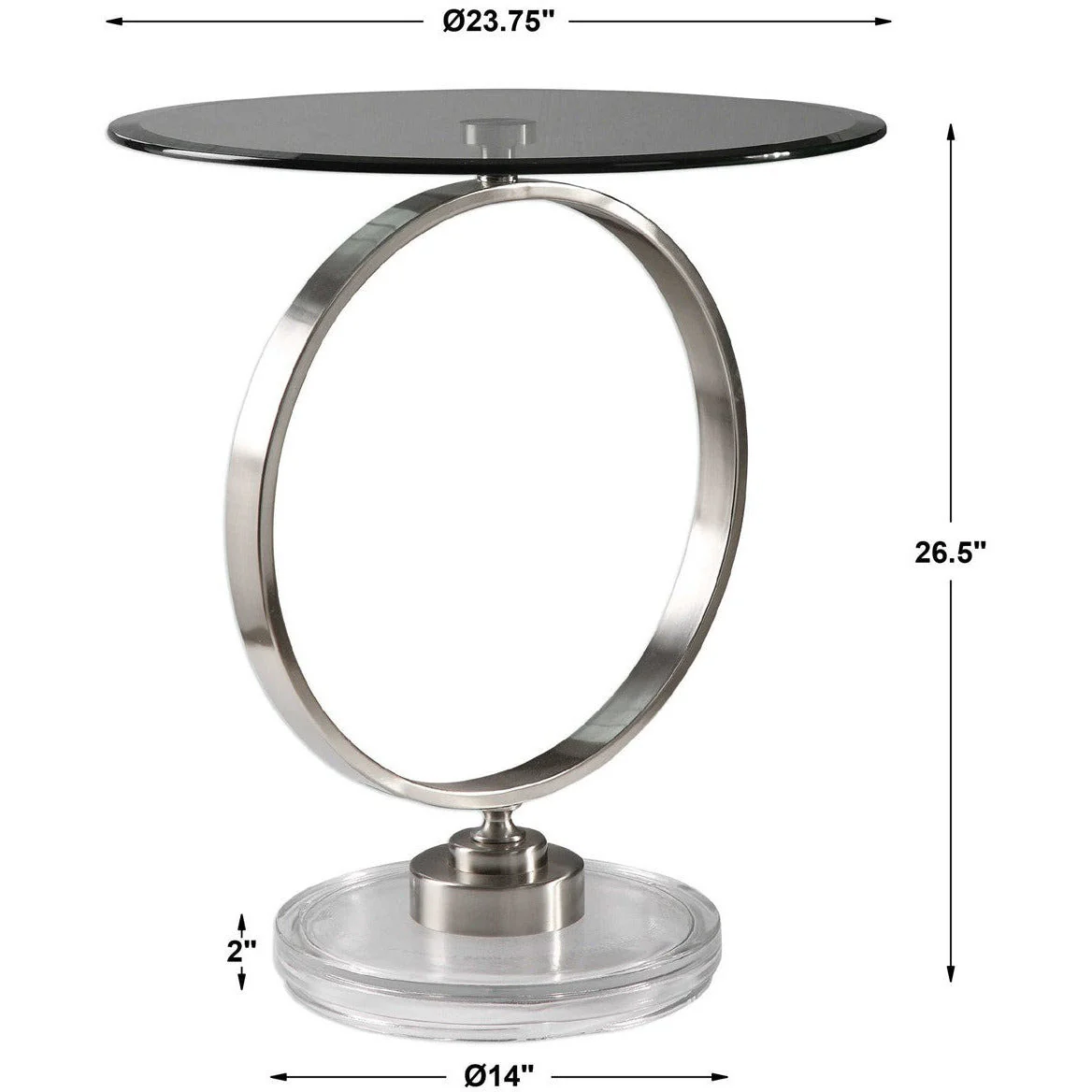 Uttermost Dixon Glass Top Brushed Nickel Contemporary Round Side Table - Image 5