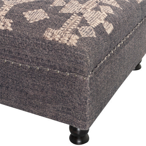 Surya Djenne Modern Boho Ivory & Charcoal Hand Woven Ottoman DJN-001 - Image 4