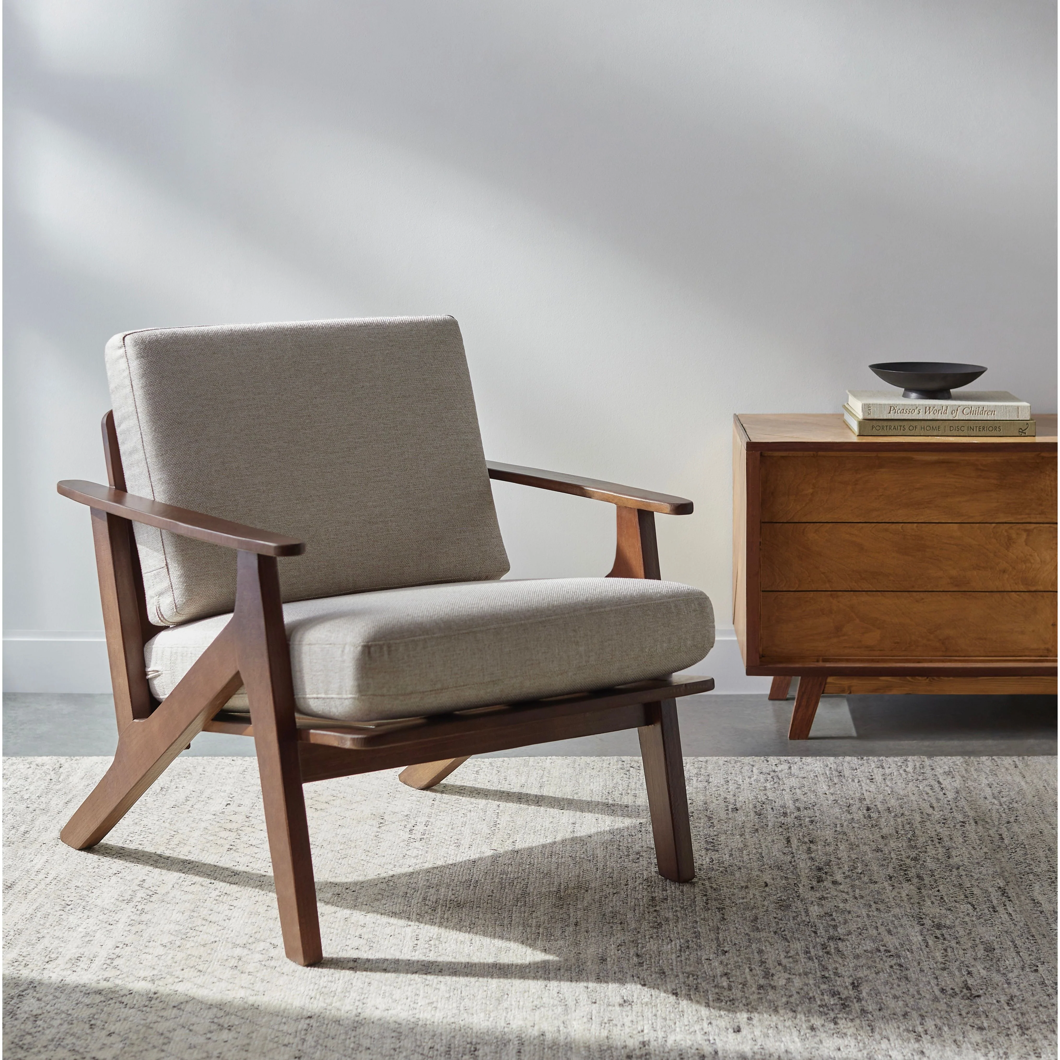 Surya Dover Modern Woven Accent Chair With Wood - Image 8