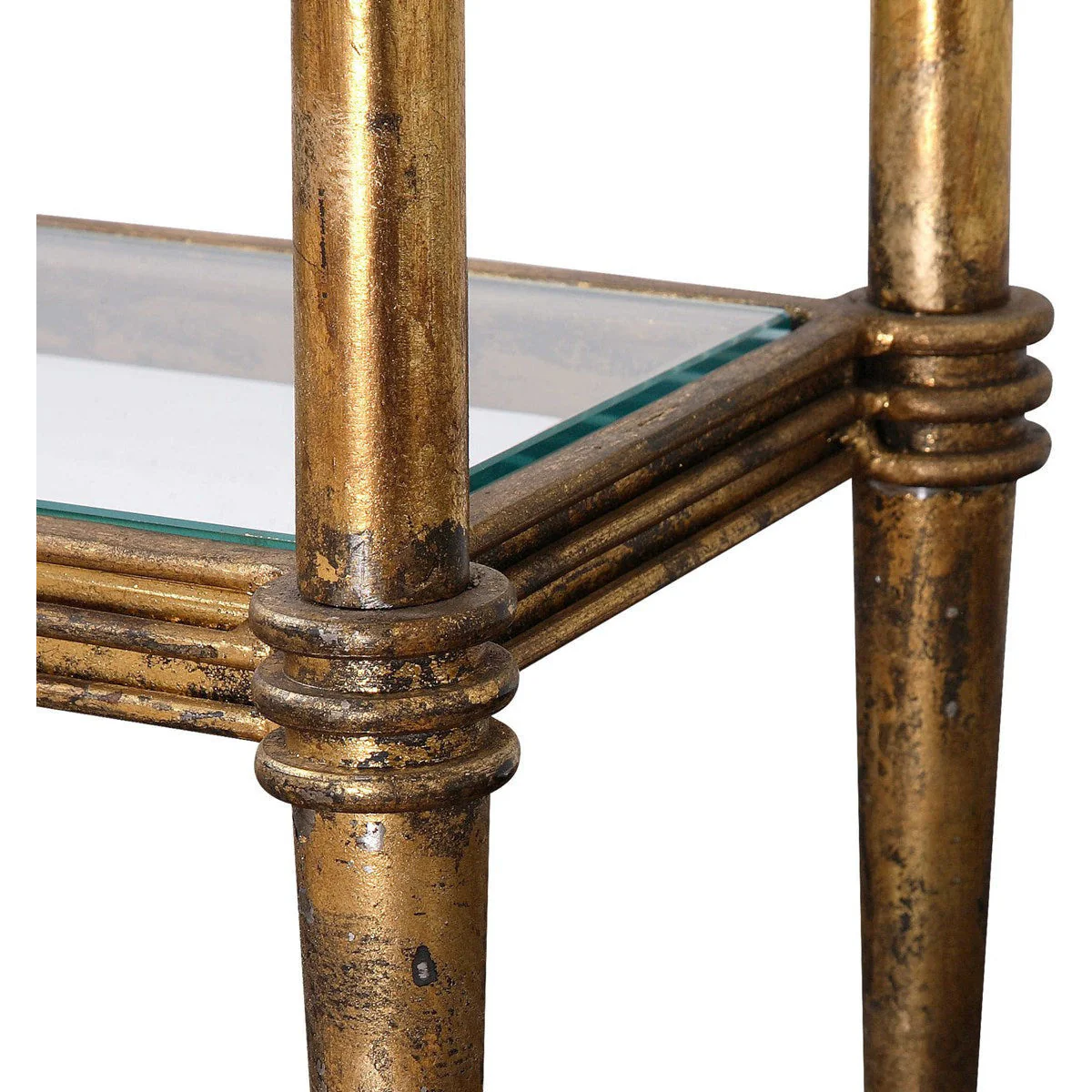 Uttermost Elenio Glass Top With Gold Leaf Iron Console Table - Image 3