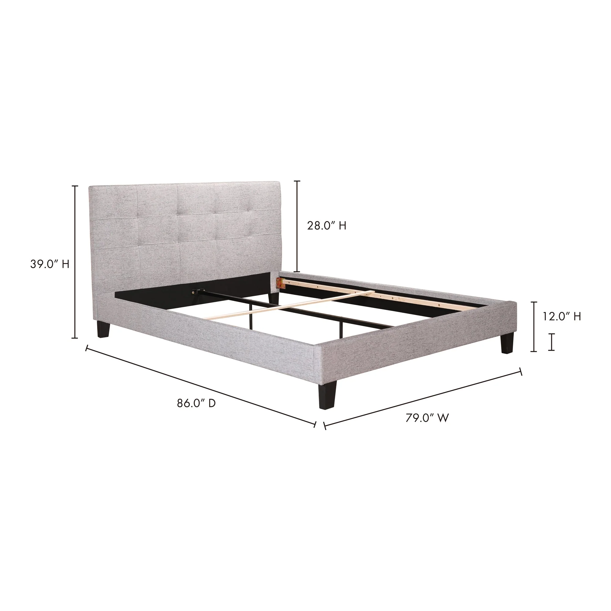 Moe's Home Collection Eliza Grey Tufted Upholstered King Size Bed - Image 8