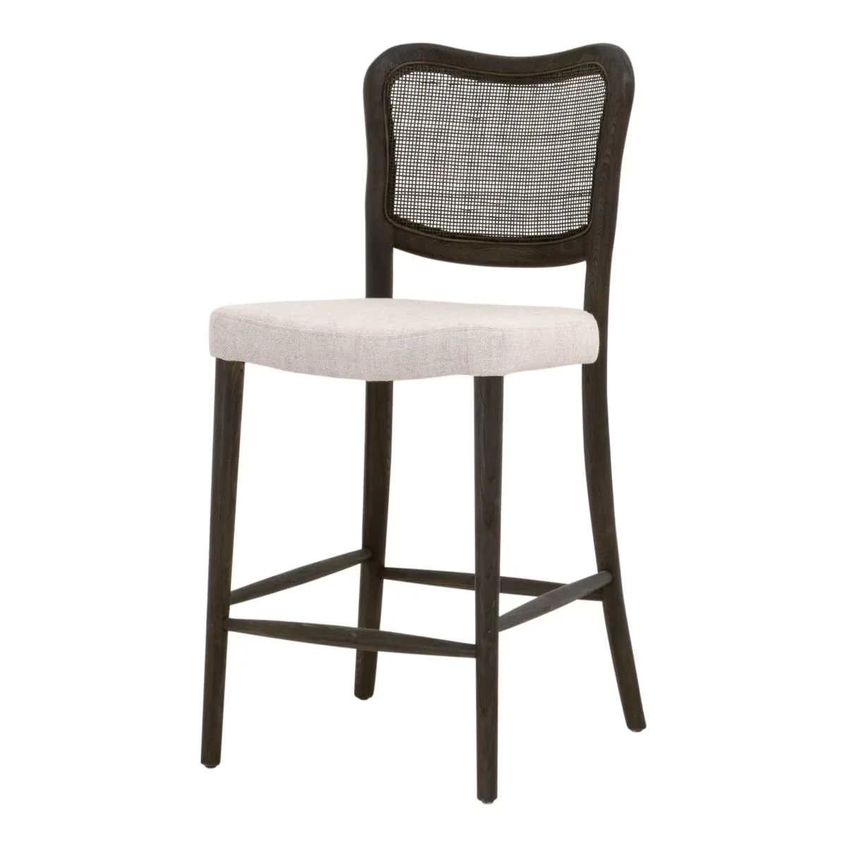 Essentials For Living Cela Counter Stool ~ Bisque With Matte Brown Oak & Matte Brown Cane Frame - Image 2