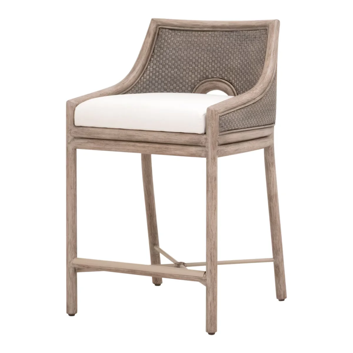 Essentials For Living Adamo Counter Stool ~ French Gray Cabana Loom, LiveSmart Peyton-Pearl With French Gray Mahogany Frame - Image 2