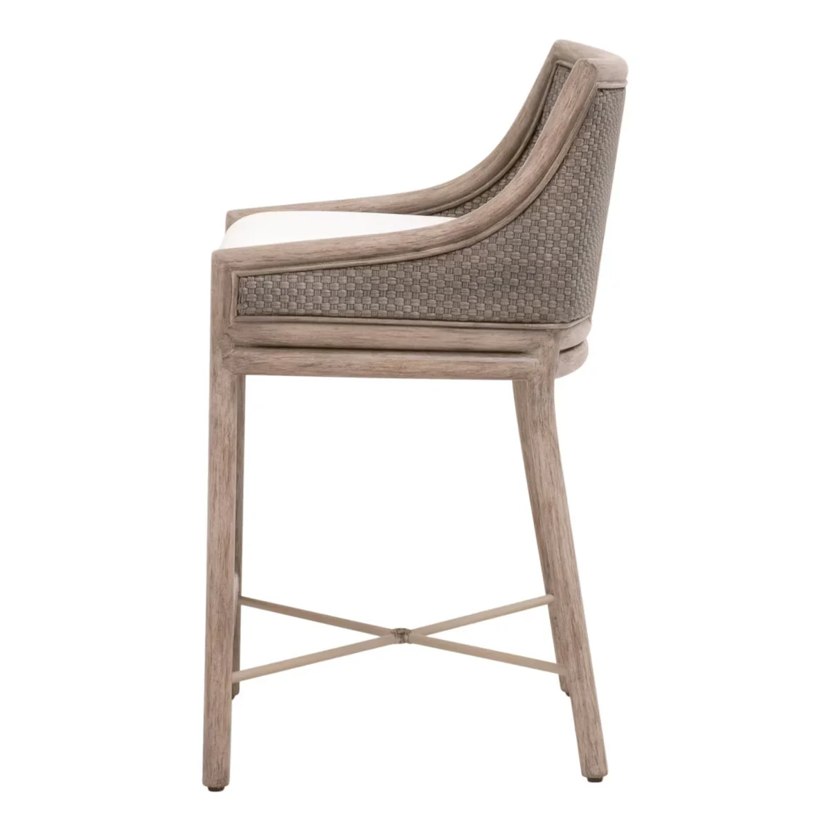 Essentials For Living Adamo Counter Stool ~ French Gray Cabana Loom, LiveSmart Peyton-Pearl With French Gray Mahogany Frame - Image 3