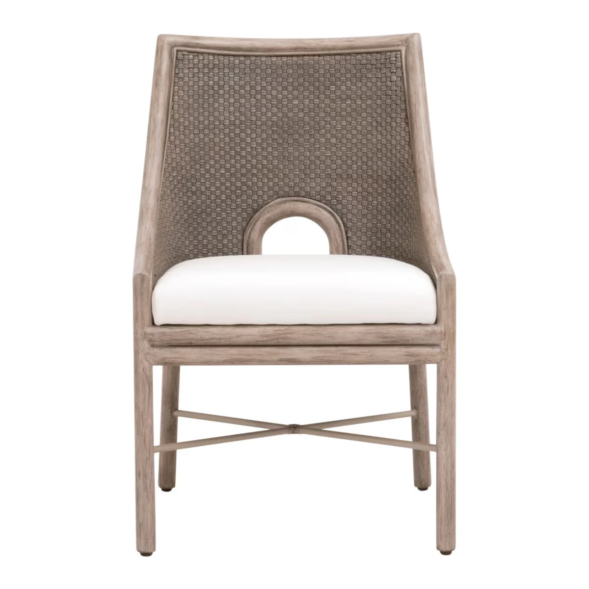 Essentials For Living Adamo Dining Chair~ French Gray Cabana Loom, LiveSmart Peyton-Pearl With French Gray Mahogany Frame ~ Set of 2