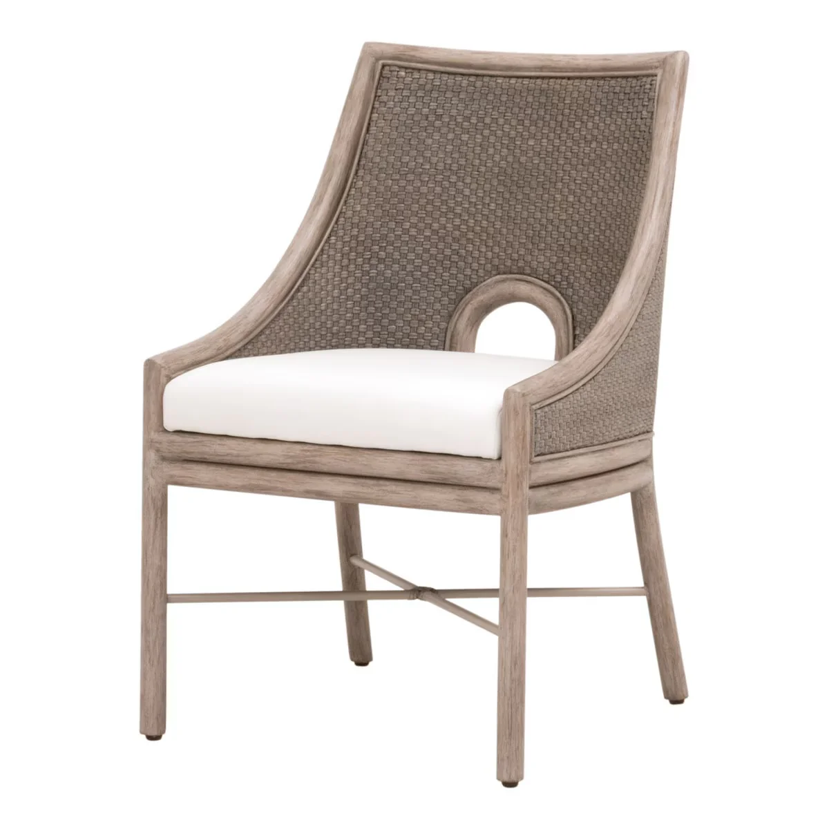 Essentials For Living Adamo Dining Chair~ French Gray Cabana Loom, LiveSmart Peyton-Pearl With French Gray Mahogany Frame ~ Set of 2 - Image 2