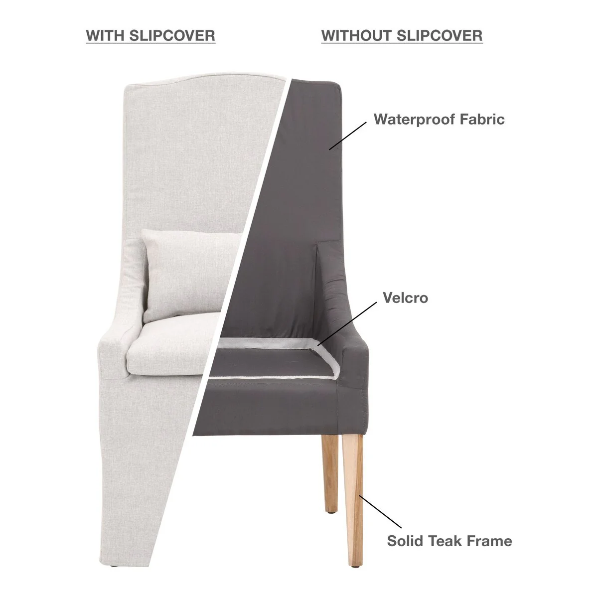 Essentials For Living Adele Outdoor Slipcover Dining Chair ~ Performance Blanca, Gray Teak - Image 8