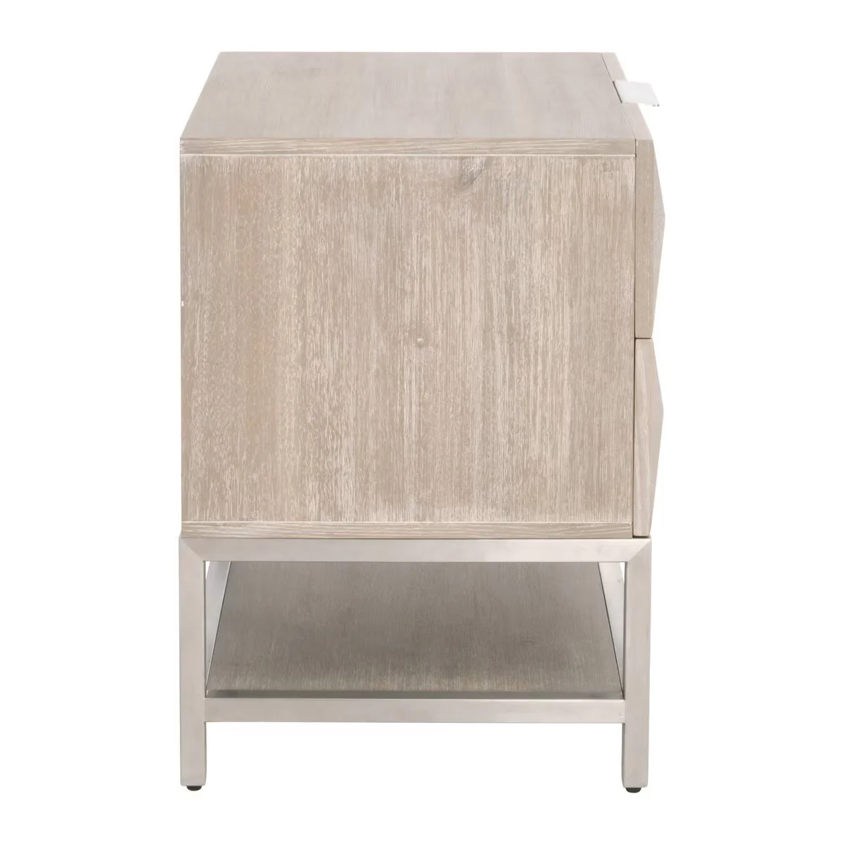 Essentials For Living Atlas 2-Drawer Nightstand ~ Natural Gray Acacia, Brushed Stainless Steel Hardware ~ LIMITED QUANTITY! ~ 1 LEFT! - Image 5