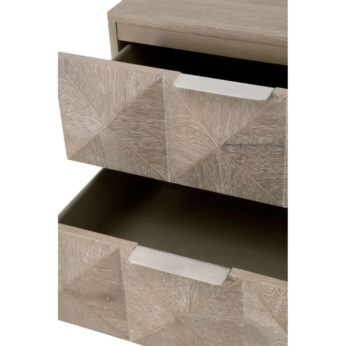 Essentials For Living Atlas 2-Drawer Nightstand ~ Natural Gray Acacia, Brushed Stainless Steel Hardware ~ LIMITED QUANTITY! ~ 1 LEFT! - Image 7