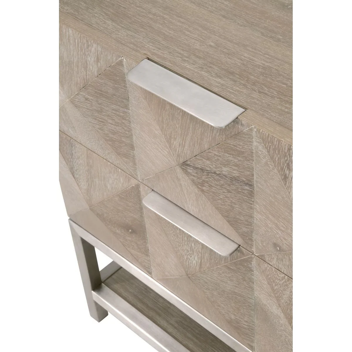 Essentials For Living Atlas 2-Drawer Nightstand ~ Natural Gray Acacia, Brushed Stainless Steel Hardware ~ LIMITED QUANTITY! ~ 1 LEFT! - Image 8