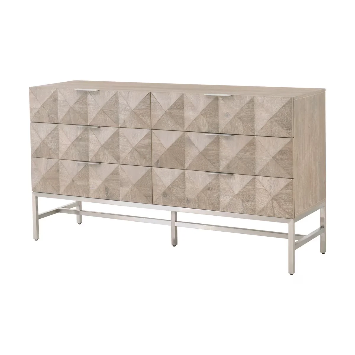 Essentials For Living Atlas 6-Drawer Double Dresser ~ Natural Gray Acacia Wood With  Brushed Stainless Steel Hardware ~ LIMITED QUANTITY! ~ 1 LEFT - Image 3