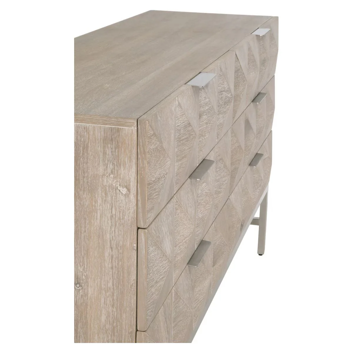 Essentials For Living Atlas 6-Drawer Double Dresser ~ Natural Gray Acacia Wood With  Brushed Stainless Steel Hardware ~ LIMITED QUANTITY! ~ 1 LEFT - Image 6