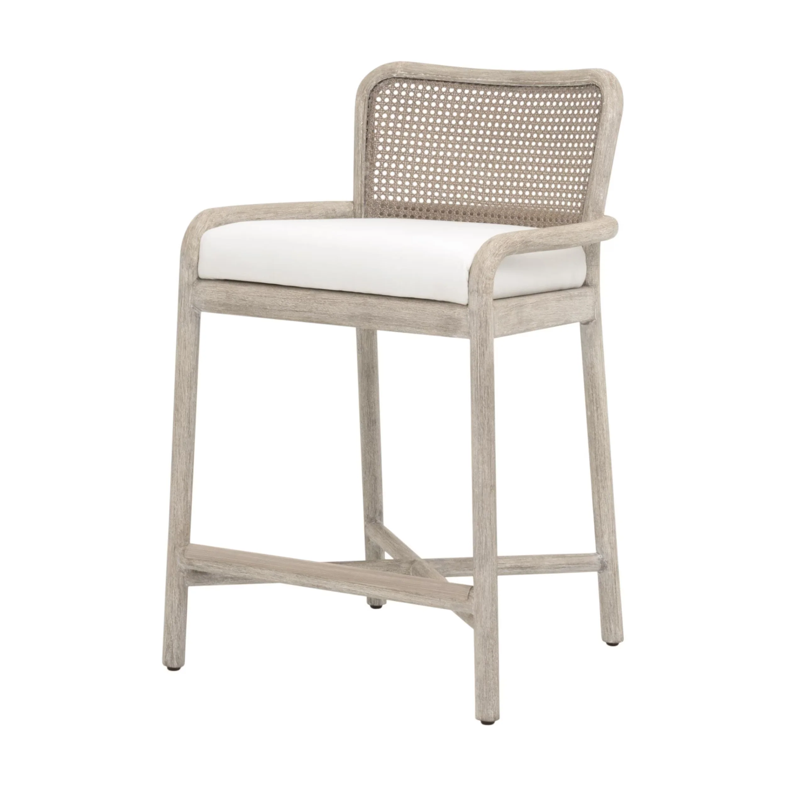 Essentials For Living Avalon Counter Stool ~ LiveSmart Peyton Pearl With Natural Gray Mahogany Frame And Cane - Image 2