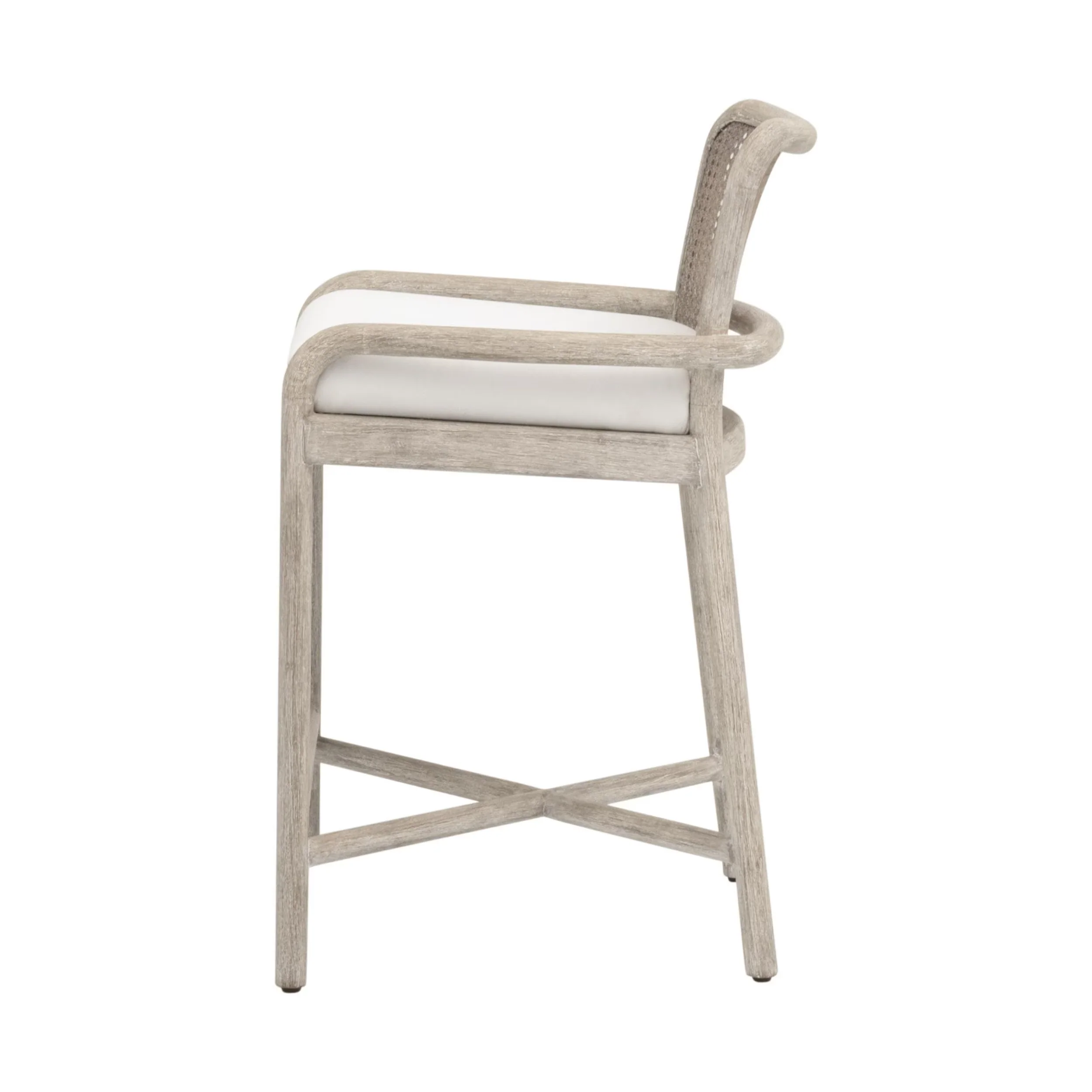 Essentials For Living Avalon Counter Stool ~ LiveSmart Peyton Pearl With Natural Gray Mahogany Frame And Cane - Image 3
