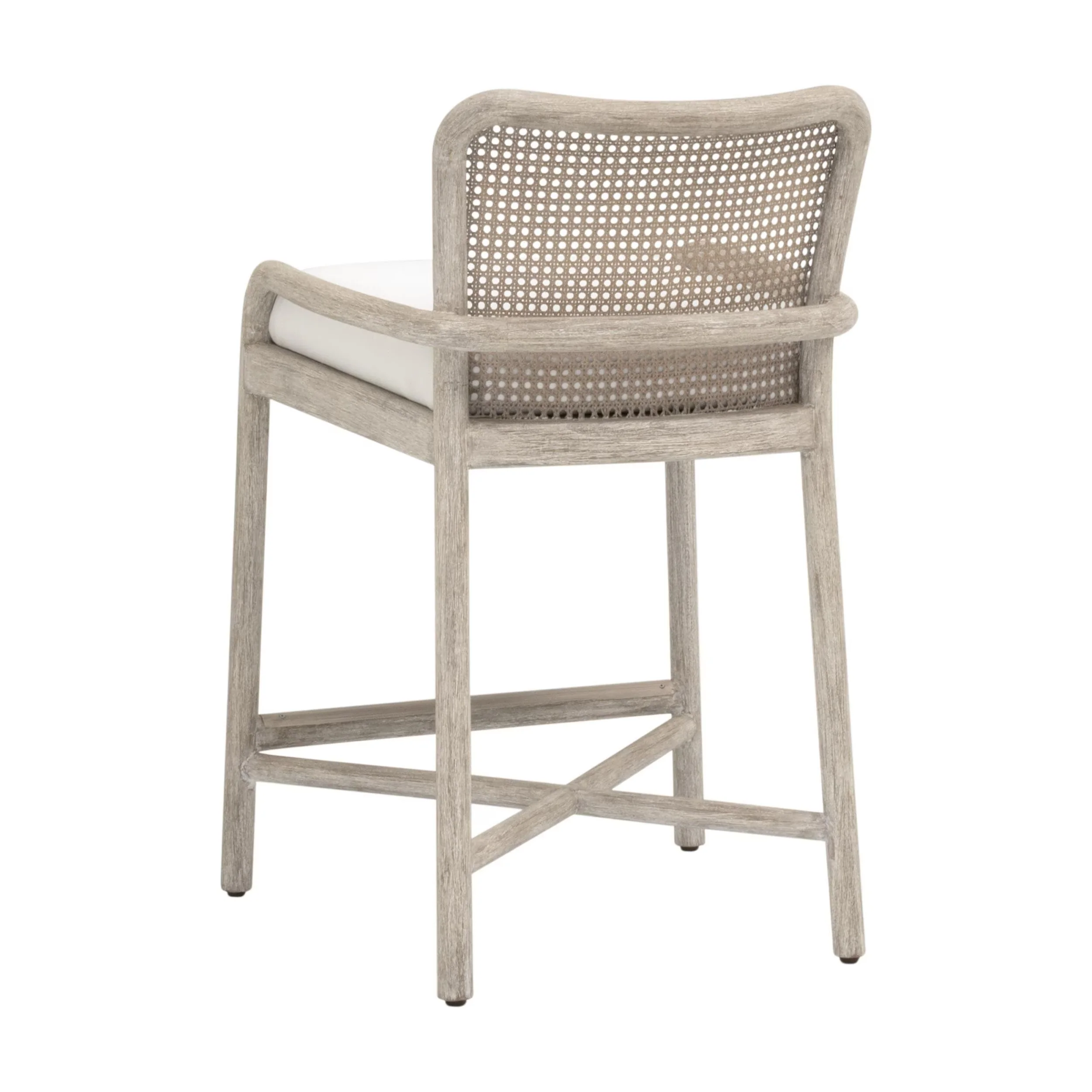 Essentials For Living Avalon Counter Stool ~ LiveSmart Peyton Pearl With Natural Gray Mahogany Frame And Cane - Image 4