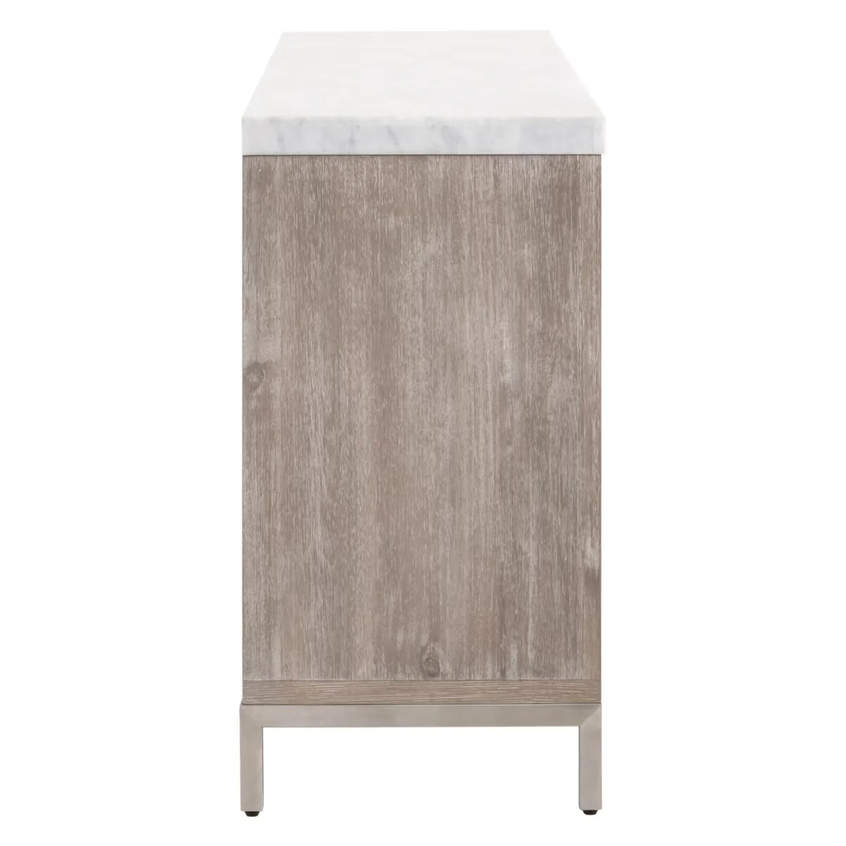 Essentials For Living Azure Carrera 6-Drawer Dresser ~ Natural Gray Acacia, White Carrera Marble With Brushed Stainless Steel Hardware - Image 5