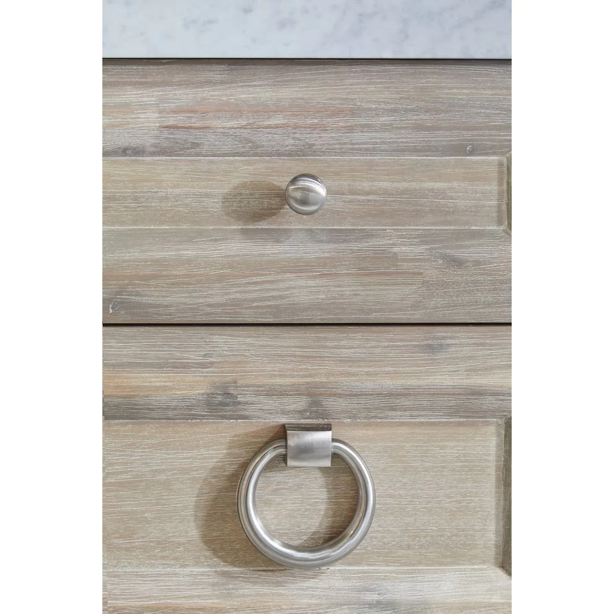 Essentials For Living Azure Media Chest ~ Natural Gray Acacia, White Carrera Marble With Brushed Stainless Steel Hardware - Image 8