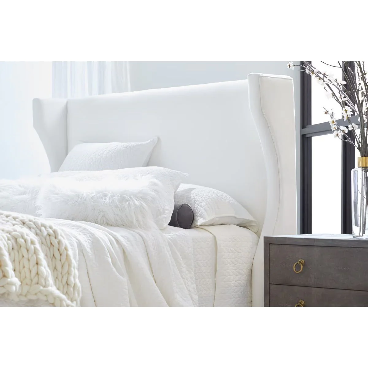 Essentials For Living Balboa Queen Bed ~ Live Smart Peyton-Pearl Performance Fabric With Natural Gray Oak - Image 10