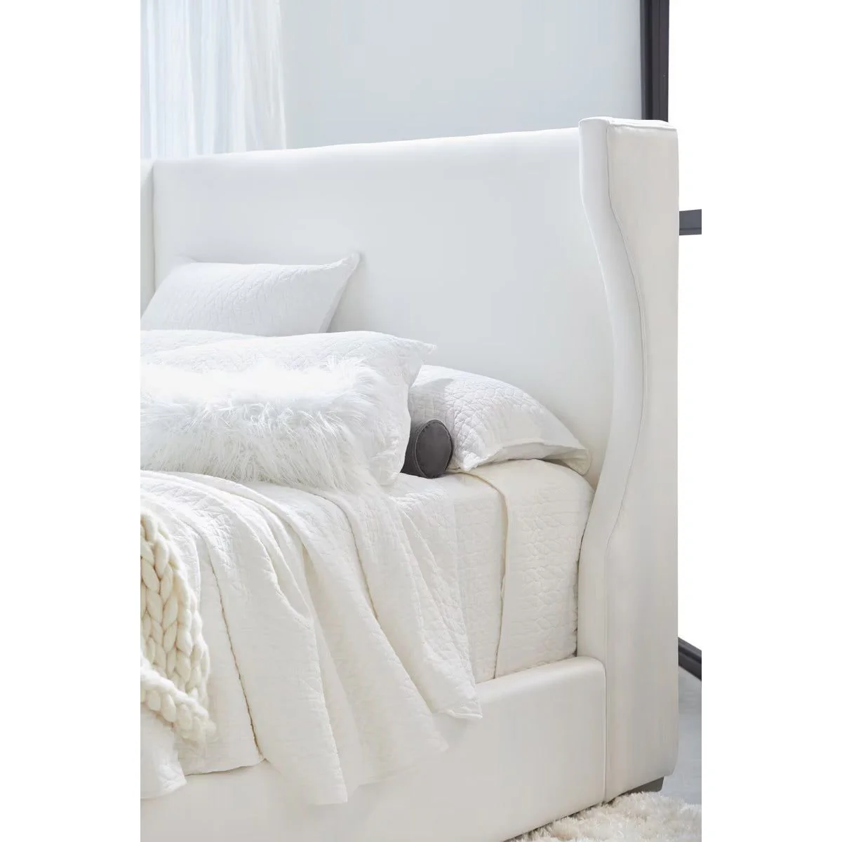 Essentials For Living Balboa Queen Bed ~ Live Smart Peyton-Pearl Performance Fabric With Natural Gray Oak - Image 9