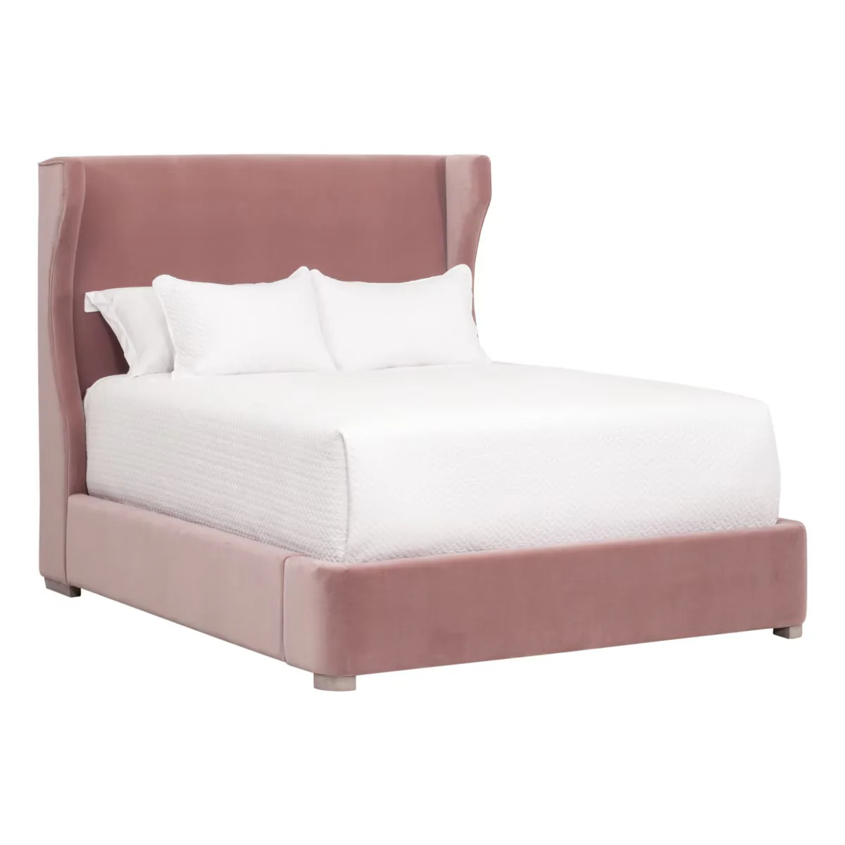 Essentials For Living Balboa Queen Bed ~ Petal Velvet Fabric With Natural Gray Oak - Image 2