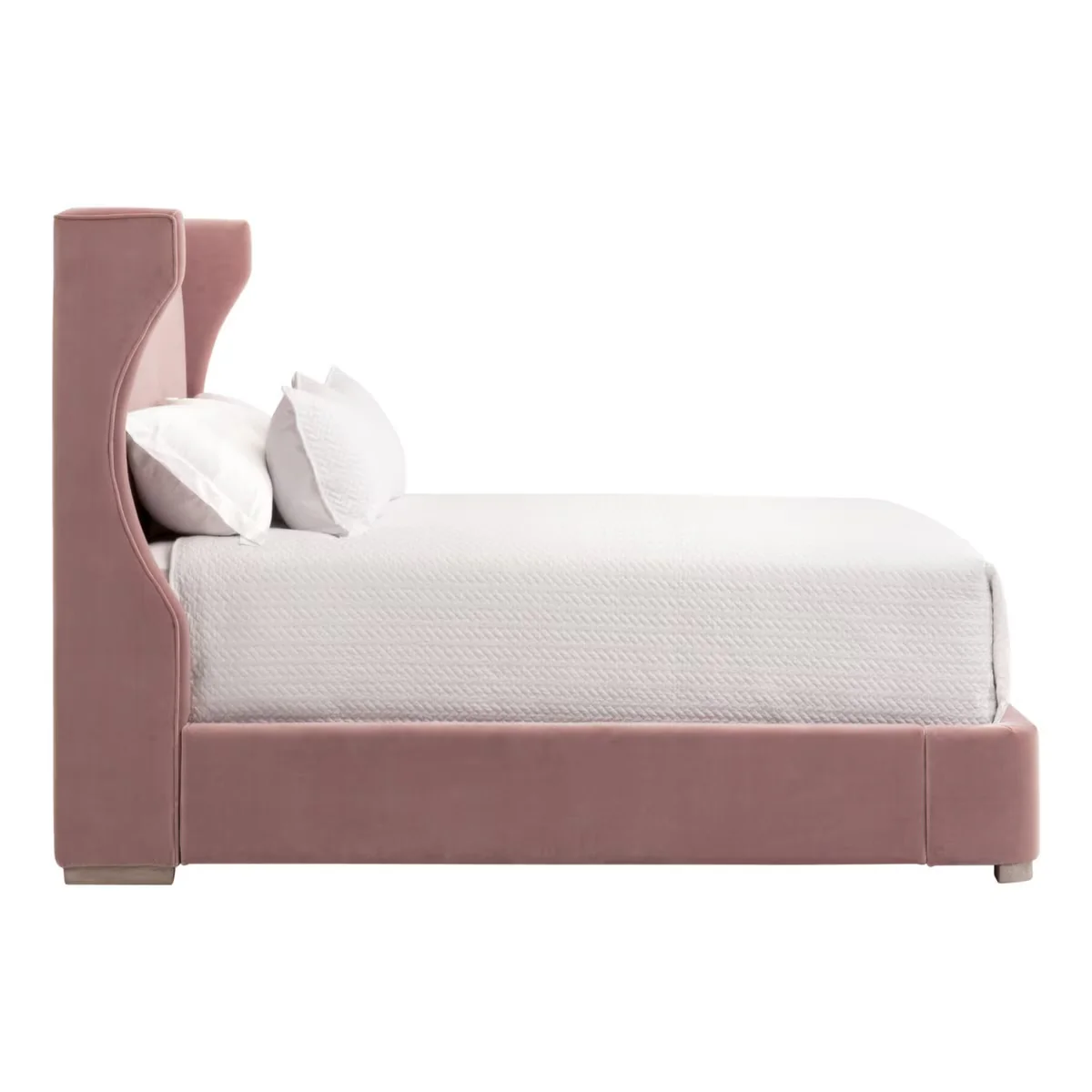 Essentials For Living Balboa Queen Bed ~ Petal Velvet Fabric With Natural Gray Oak - Image 3