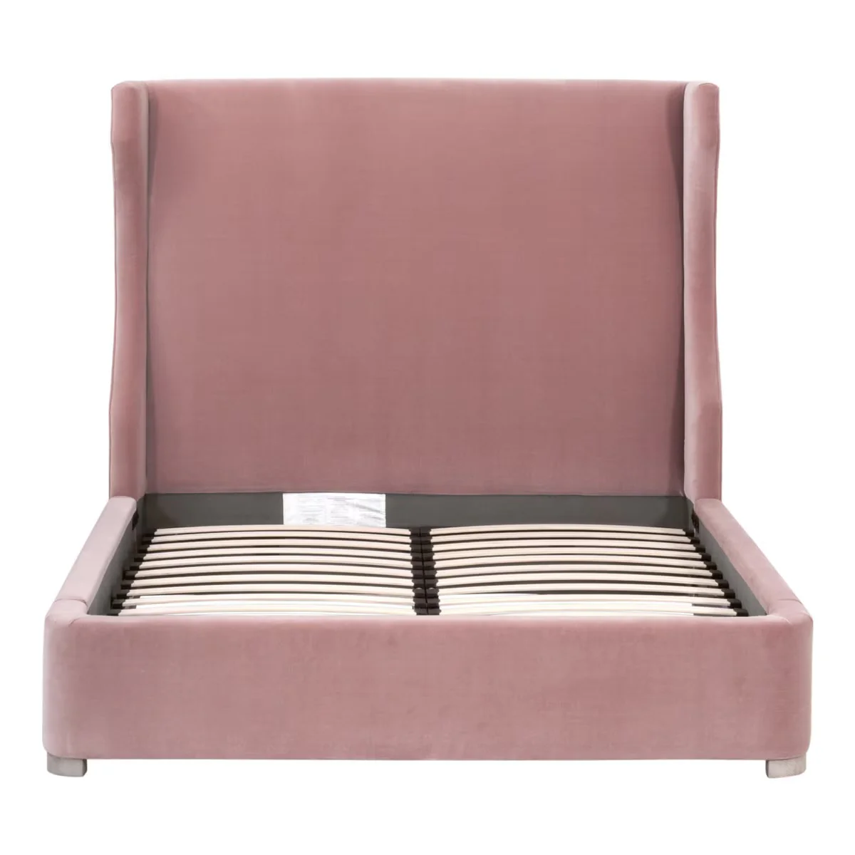 Essentials For Living Balboa Queen Bed ~ Petal Velvet Fabric With Natural Gray Oak - Image 4