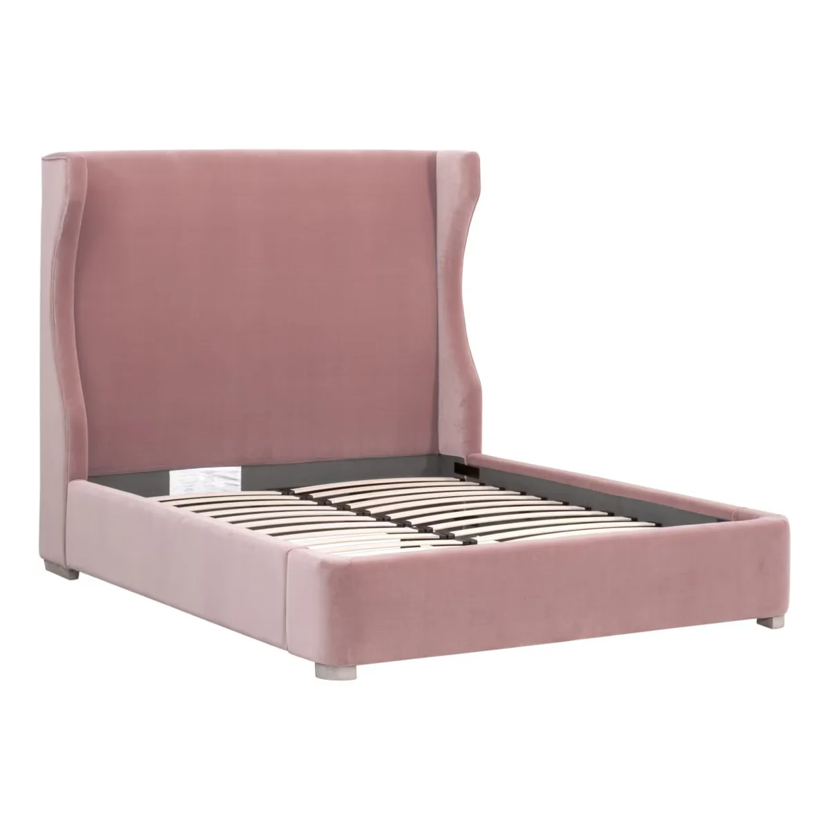Essentials For Living Balboa Queen Bed ~ Petal Velvet Fabric With Natural Gray Oak - Image 5