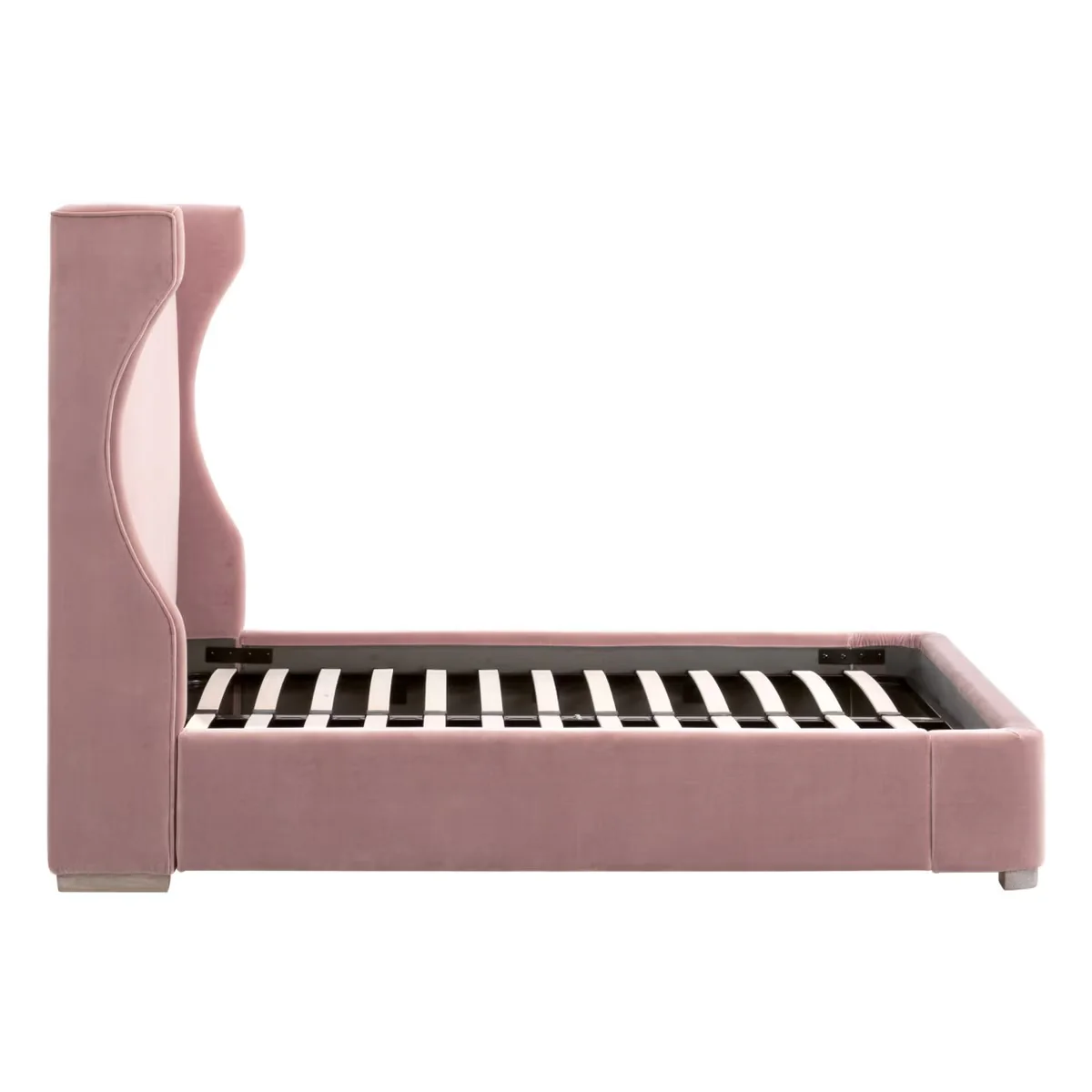 Essentials For Living Balboa Queen Bed ~ Petal Velvet Fabric With Natural Gray Oak - Image 6