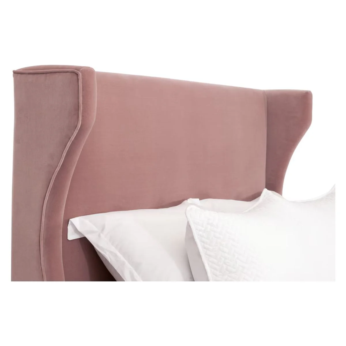 Essentials For Living Balboa Queen Bed ~ Petal Velvet Fabric With Natural Gray Oak - Image 7