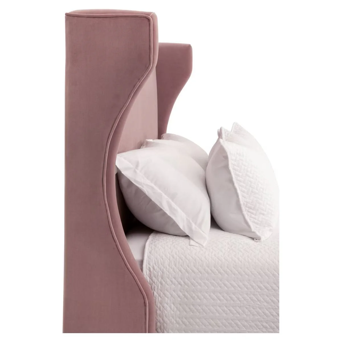 Essentials For Living Balboa Queen Bed ~ Petal Velvet Fabric With Natural Gray Oak - Image 9